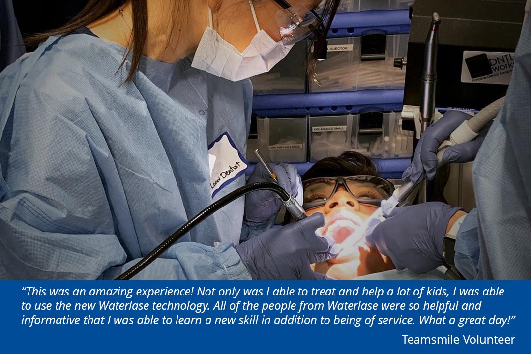 biolaseinc's tweet photo. One of the @TeamSmile volunteers from our @DallasMavs event shares about the experience of learning to use a #Waterlase laser and providing free dental treatments to children! #AdvancingDentistry https://t.co/Y9wpy7W9rT