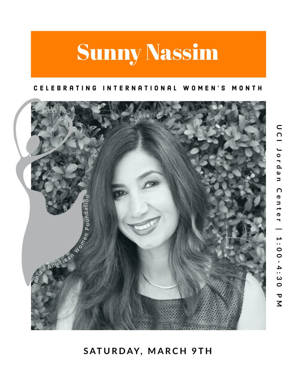 IAWFoundation's tweet image. #MODERATORSPOTLIGHT We are delighted to have Ms. @SunnyNassim joining us as a moderator for the Celebration of International #Women&apos;s Month on March 9th at the @JordanCenterUci TICKETS:bit.ly/2GJMKNS   #internationalwomensday #internationalwomensday2019 #balanceforbetter