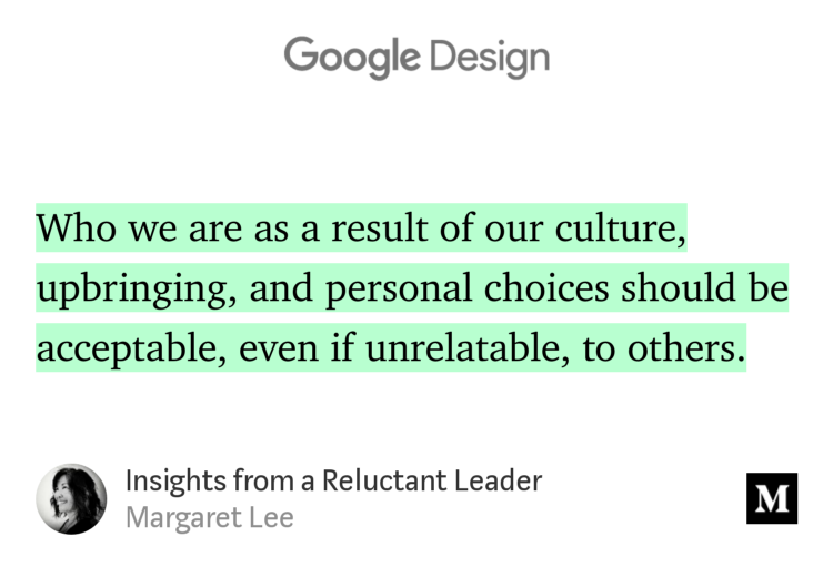 katiehertel's tweet photo. Embrace curiosity, listen to learn, value non-jerks! These and other inspiring "Insights from a Reluctant Leader" by my leader, Google UX Director Margaret  Lee @frauhauslee https://t.co/GUUsEBwg7s @googledesign #googledesign https://t.co/YWM2KvFlyd