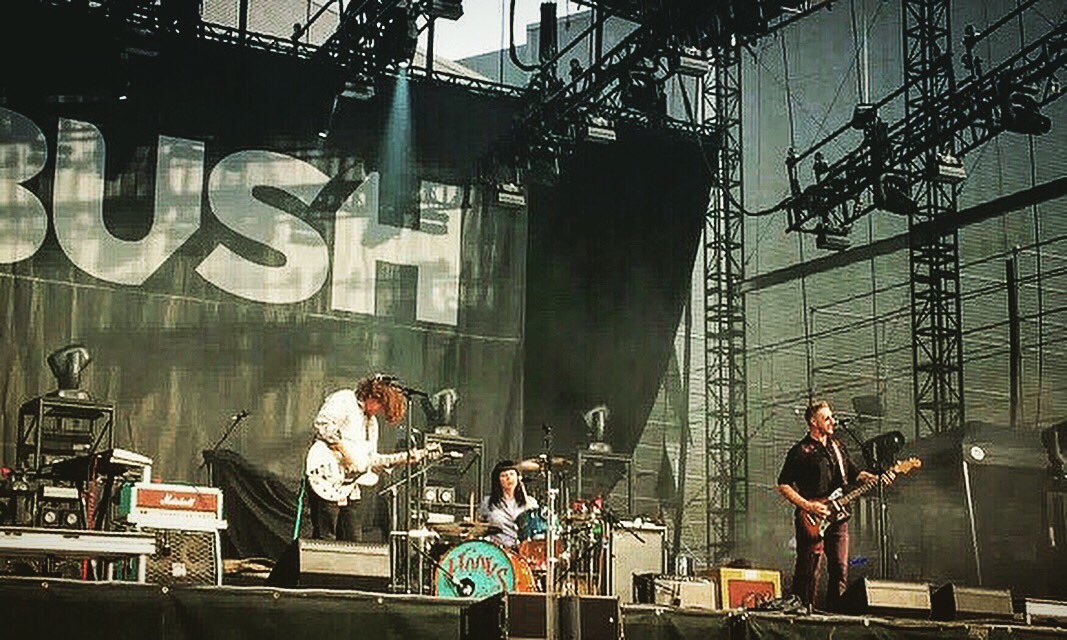 thedirtyhooks's tweet photo. This was a crazy day in New Orleans on the #rev3tour this past summer.  It rained all day and we weren’t sure we would get the chance to play but the sun came out!  Grateful we got to scramble on stage to play our set!  #waybackwednesday #thedirtyhooks #bush #stp #thecult https://t.co/fzDFrMkiZP