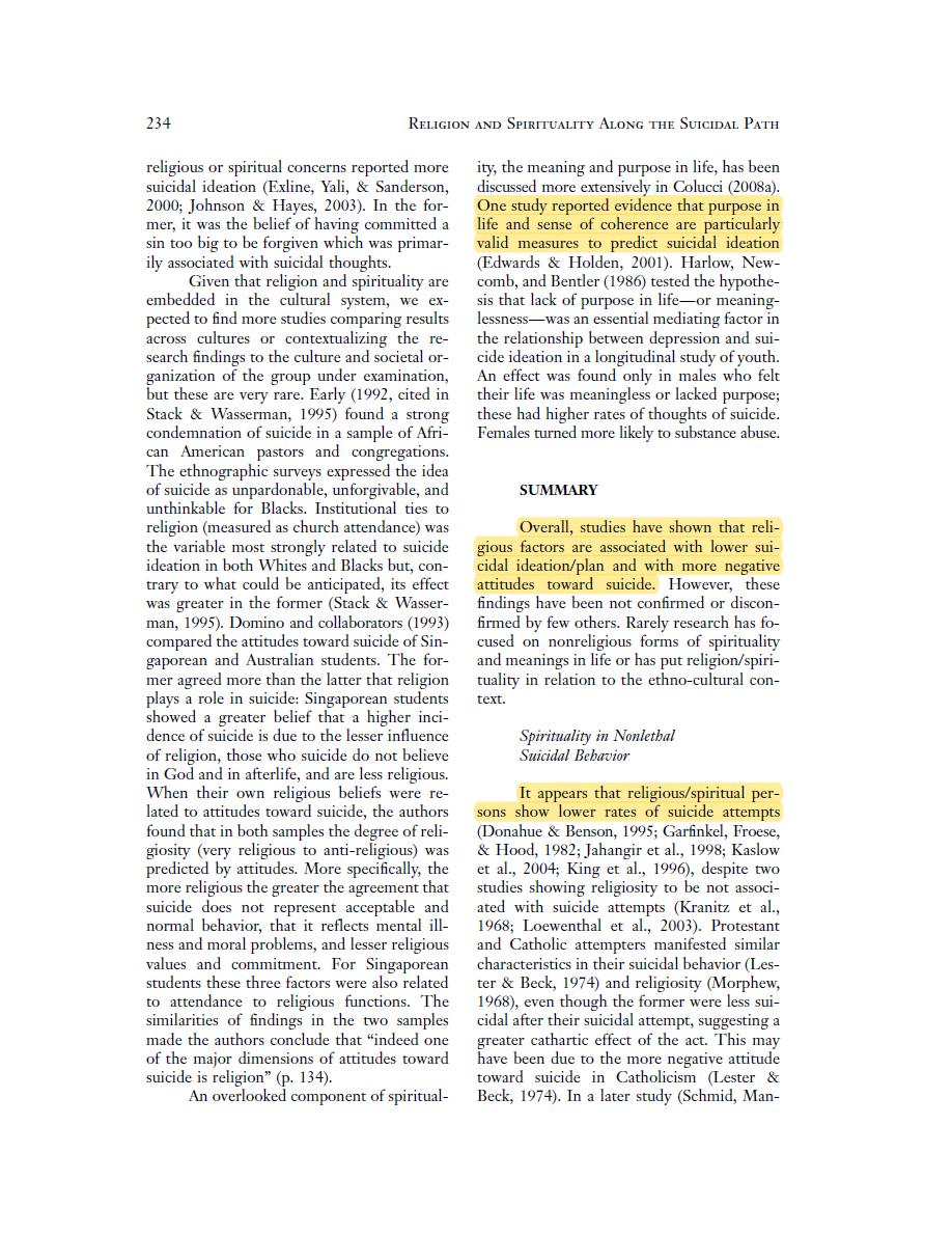 All major Abrahamic religions were found to have protective effects against suicide. A religious community is again found to be the most important as well as church attendance and praying. Religious people were also less likely to inflict self-harm https://guilfordjournals.com/doi/abs/10.1521/suli.2008.38.2.229