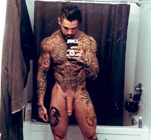 Chris Fleming aka flemshow93 showing off his sexy tattoos and big dick! 