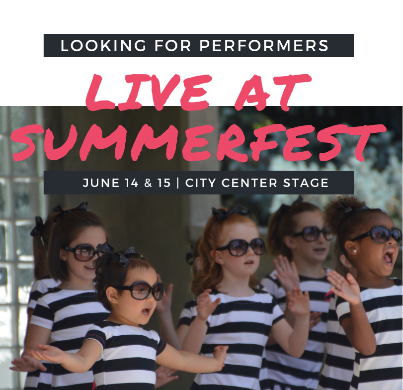 We're looking for groups and individuals who would like to perform at Summerfest 2019 on City Center Stage on June 14 or 15.
Apply today: seam.ly/kSFaXIyL
Full disclosure: this is not a paid gig but is a great way to showcase your talents and give back to the community.