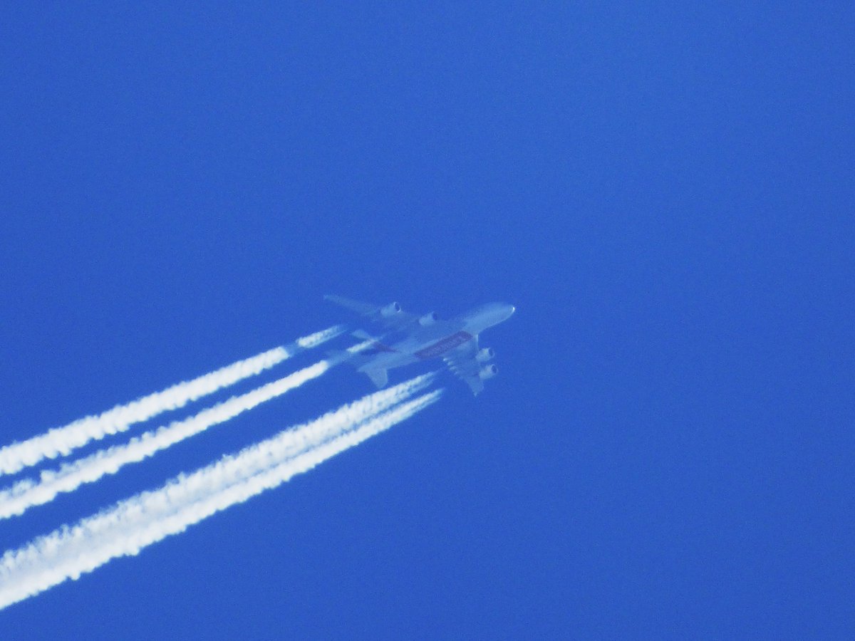 dartsbear94's tweet photo. @RodleyNR @AndrewEasby1 A bird of a different kind spotted flying over Rodley. Emirates A380!! https://t.co/Gy8LVeDLlQ