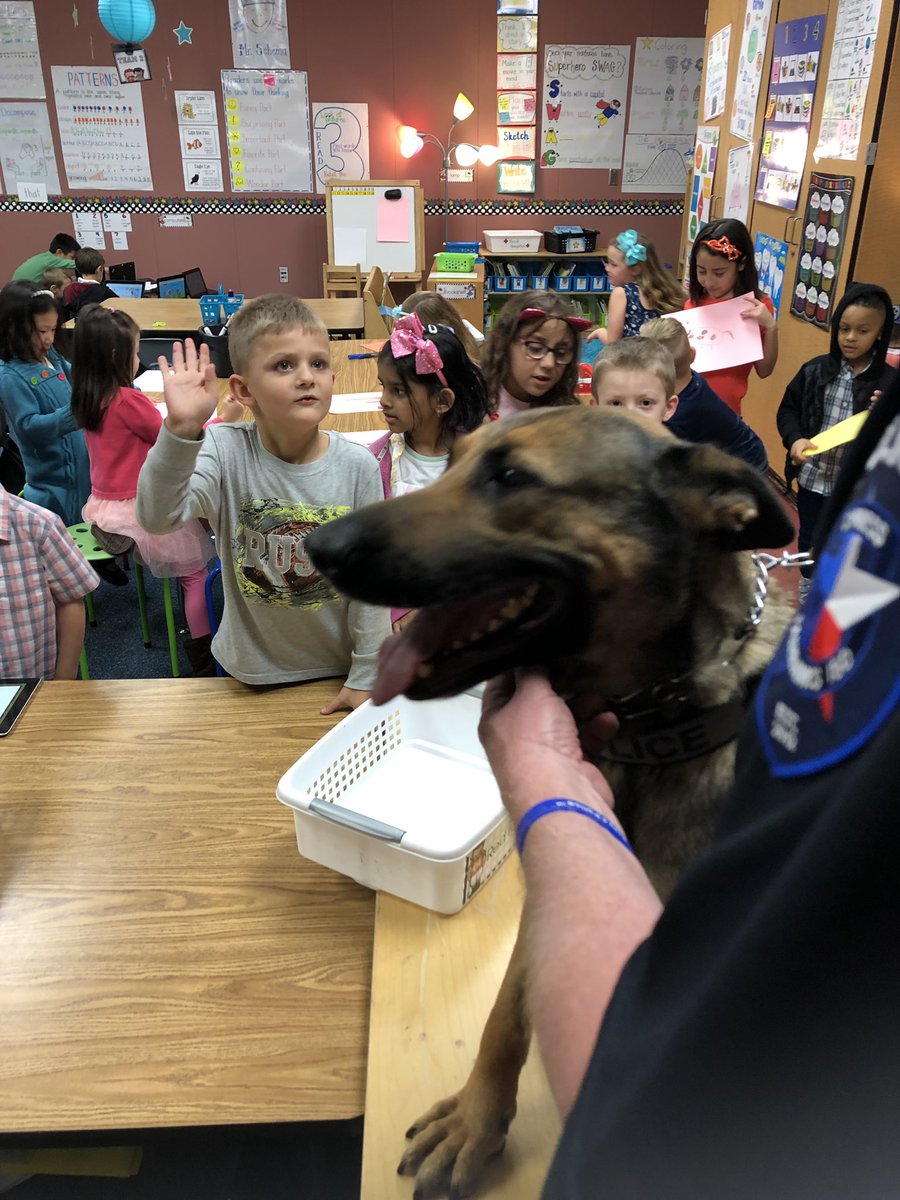 KinderSampson's tweet photo. Thank you Officer Mayo for sharing Astra with us! #cyfairisdpd #sampsonstrong #sampsonkinder @lkoncir @MrsThomsonCFISD https://t.co/E3Jh3Ig9X3