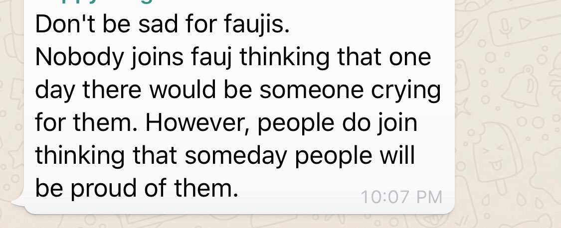 SampadaVaze's tweet photo. My bother in law and a serving officer in the #IndianArmedForces said this today, My heart💔 😢#IndianArmedForces #india proud #armychild #IndianAirForce https://t.co/WvhZVLMl49