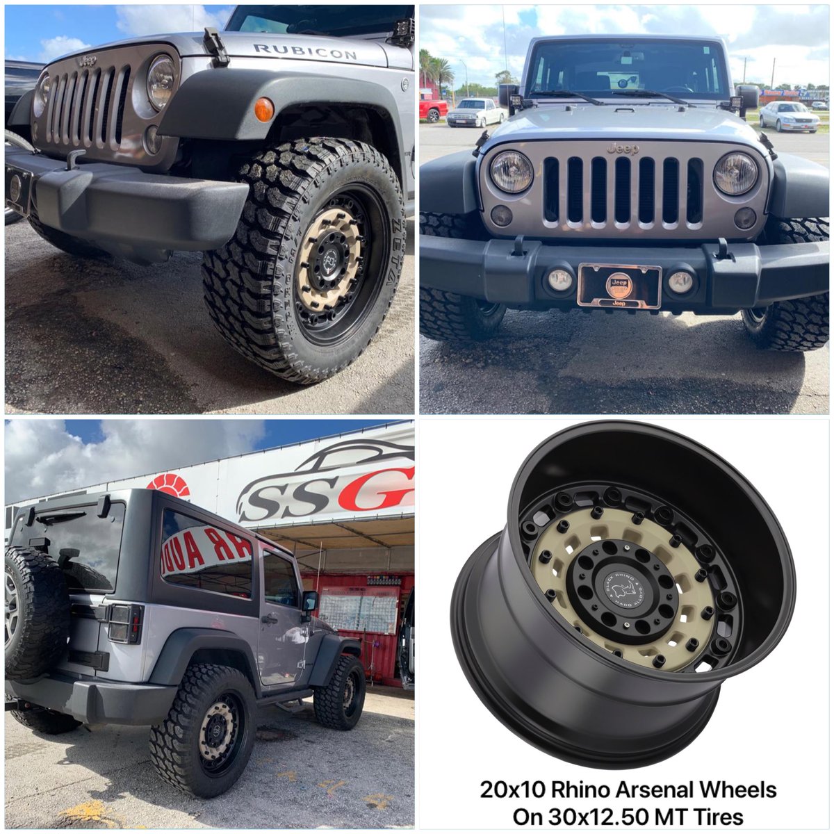 Change your Jeep’s look with a new set of Wheels. o||||o
Info 📲954.699.9479 
👉🏼20x10 Black Rhino Arsenal Wheels on 30x12.50 Mud Terrain Tires 
#jeepwrangler #rhinowheels #jeepwheels #mudterrain #mttires #jeeplife #SSGcarcustom #ssgcaraudio