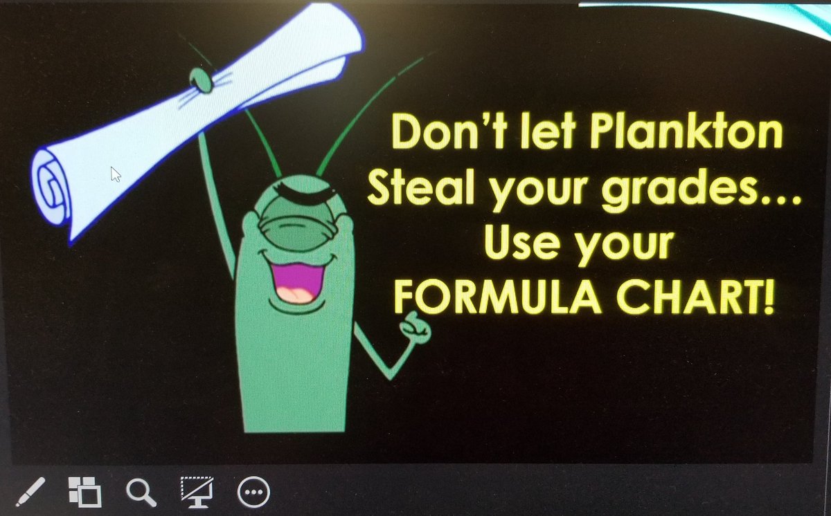 britni_gordon90's tweet image. Some students like my humor....and some don't! Oh well...Just make sure you use your formula Chart!!!!  #plankton #secretformula #notasecret #formulachart @NISDZachry