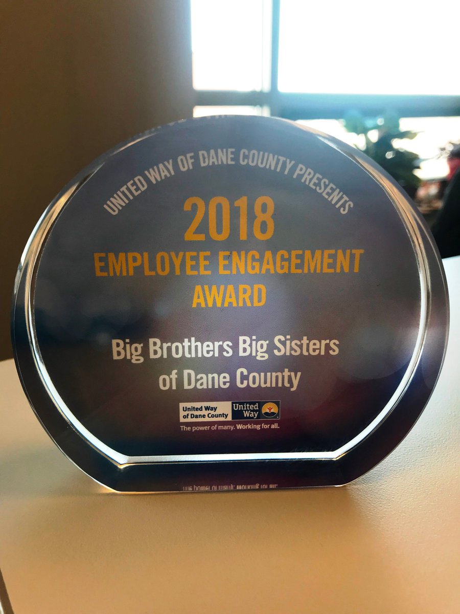This morning at United Way's Community Leadership Launch, we were honored to receive an Employee Engagement Award for 2018. We are so proud to be a United Way of Dane County partner! Thank you so much for recognizing BBBS! #DefendersOfPotential