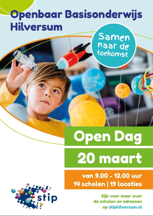 violenhilversum's tweet photo. Stip Open Dag!
Op woensdag 20 maart zetten alle deuren van de 14 Stip scholen hun deur weer open. Ook op de Violenschool is iedere belangstellende van harte welkom tussen 9 en 12u! #StipOpenDag #Violenschool #welkom! https://t.co/51sVORpKcq