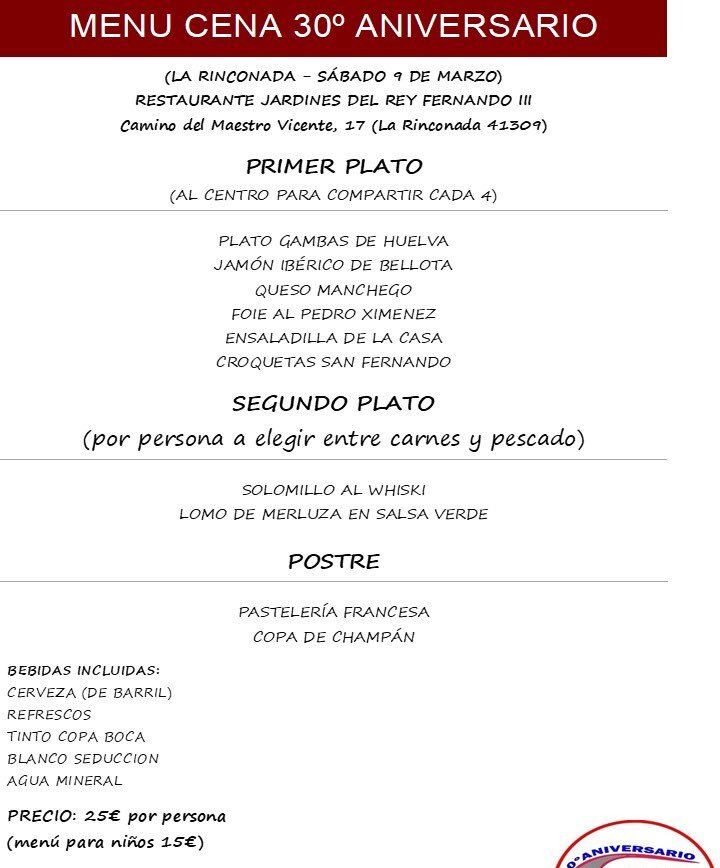 Rinconadabadmin's tweet photo. 30 aniversario!Para celebrarlo tendremos cena con nuestra gran familia.Para confirmar asistencia contacta con el teléfono 667919225, en el que os proporcionaremos toda la información. Plazo para confirmaciones lunes 4 de marzo. Gracias a todos y no faltéis a esta cita importante. https://t.co/hu9E0v8YuJ