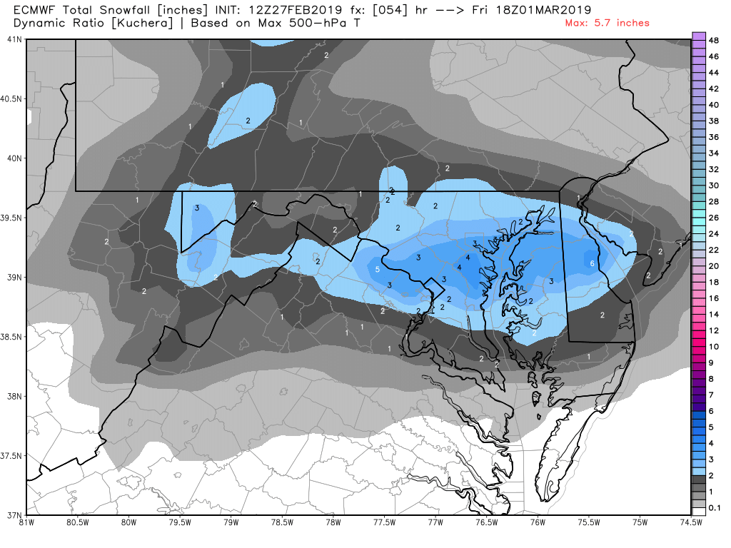 ttasselWBAL's tweet photo. My wife looked at this and saw a fish, I see a chance for a few inches of snow Friday morning. #MdWx #Snow https://t.co/9RulFkNOh3