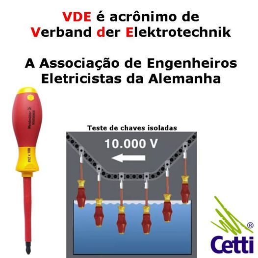 lojacetti's tweet image. Como #testam #ferramentasisoladas para #certificacao #VDE? Colocam a ponta metálica da ferramenta em contato com uma #TensaoEletrica de #10KV com o cabo mergulhado em um tanque de água. VDE é a #Associacao de #Engenheiros #Eletricistas da #Alemanha. Saiba mais na outra rede