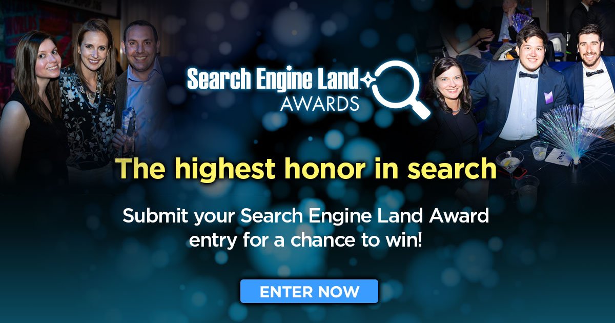 sengineland's tweet image. Enter to win the highest honor in search marketing! The Search Engine Land Awards are back. It's time for you to be recognized for your search marketing excellence: selnd.com/2Tk0V20