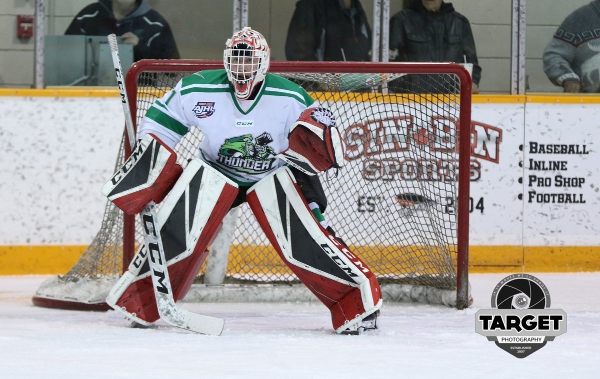 TheAJHL's tweet photo. Luke Lush @DVThunder is the 2018-19 Top Goaltender and recipient of the Friends of AJHL Trophy https://t.co/b7TWGphrHx https://t.co/NfQcKBYMNk