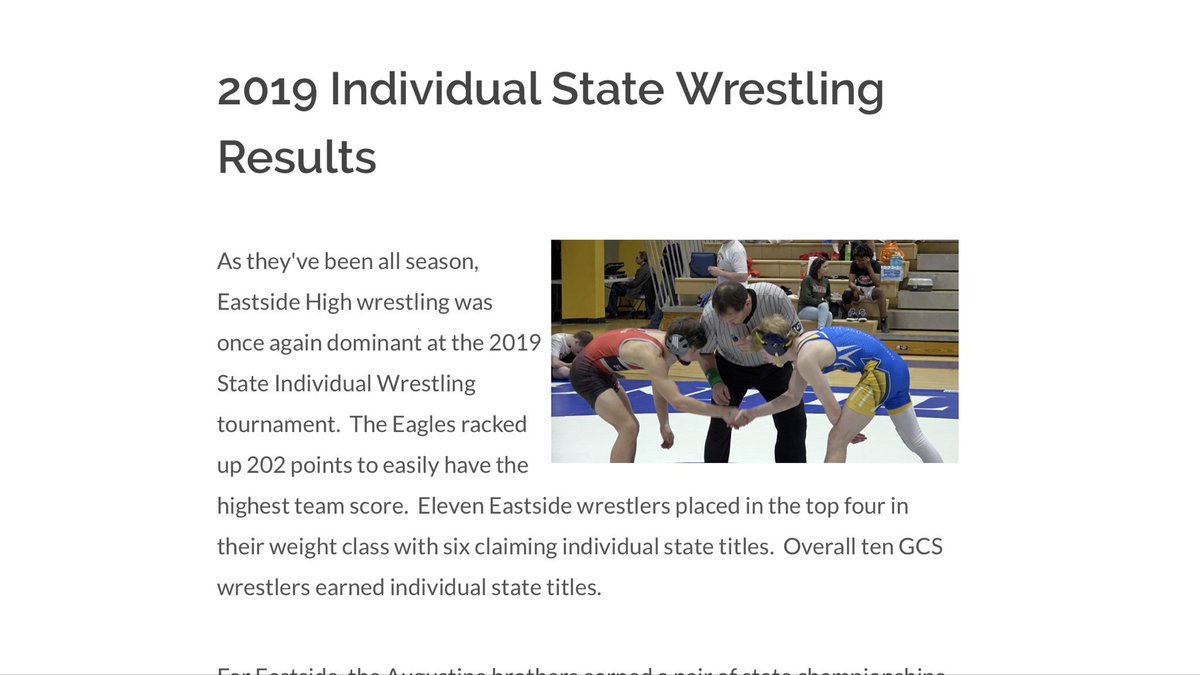 10 GCS wrestlers earned Individual State Championships last weekend! @hillcrestwrst <a href="/WeAreWoodmont/">We Are Woodmont</a> <a href="/TRBoosters/">TR Boosters</a> and <a href="/EagleInfo1/">Eastside Eagle Info.</a> all brought home titles. greenville.k12.sc.us/athletics/news…
