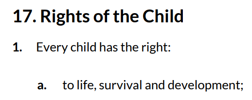PresSalva's tweet photo. 2 @oxfamsouthsudan To clear the gray area, A child is anyone under the age of eighteen. Article 17 has "the rights of the child to life survival and development." https://t.co/ZcQL3OrZYp