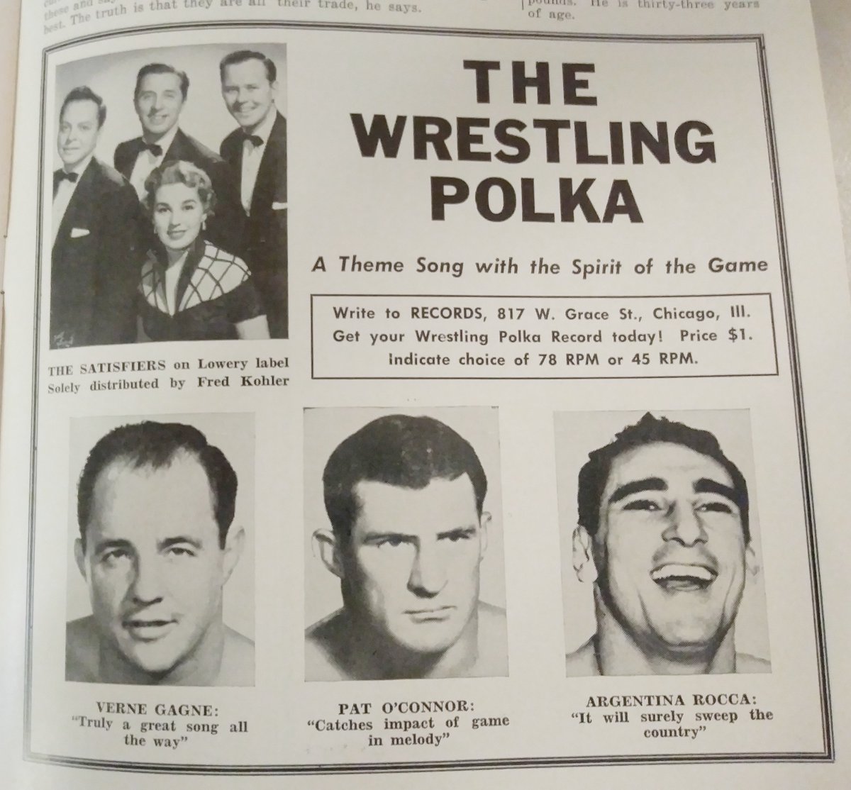 Anyone ever come across a copy of The Wrestling Polka record as endorsed by #VerneGagne 
#PatOConnor #ArgentinaRocca ?
I LOVE wrestling related records.
