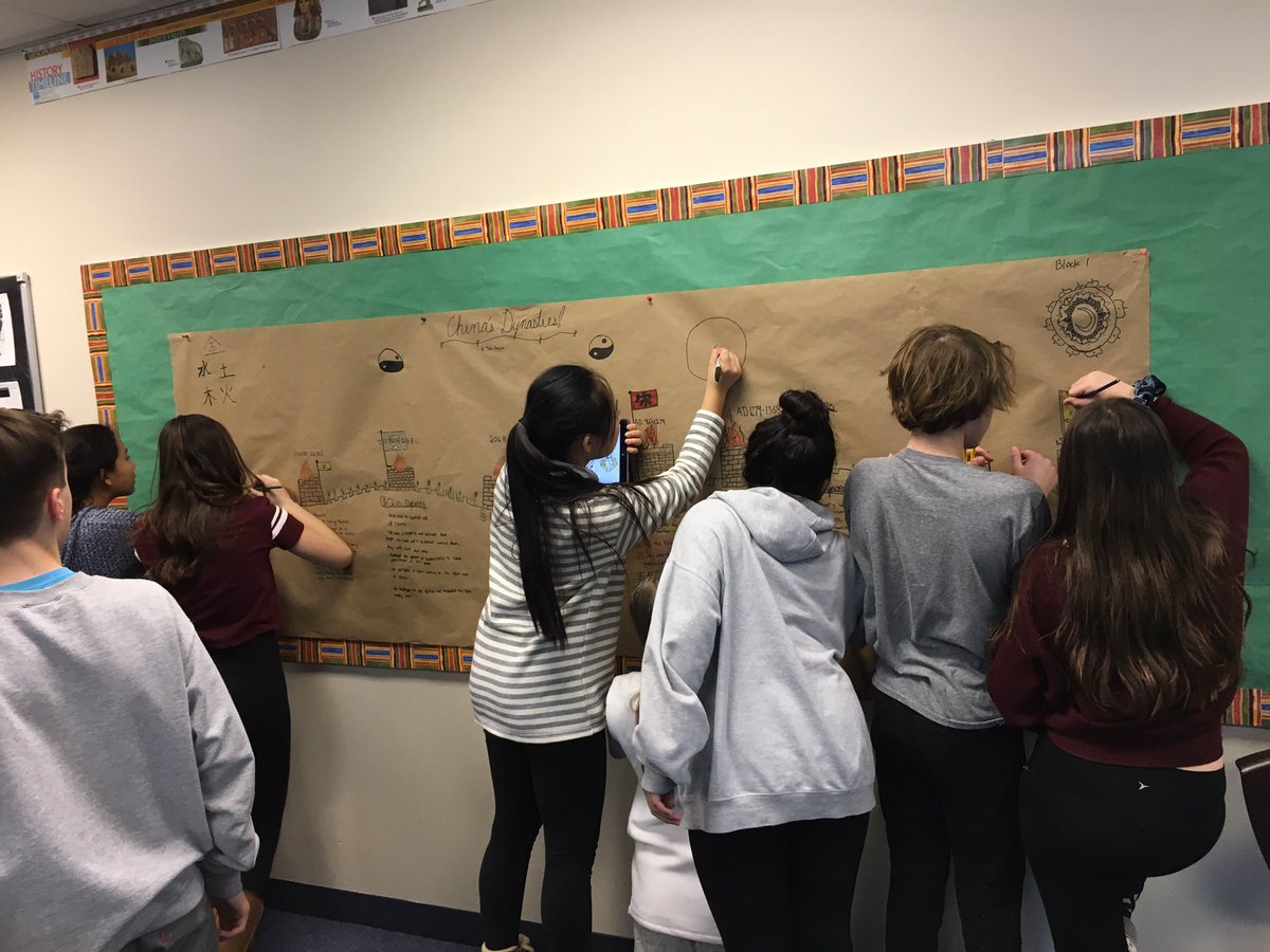 DavidPagac's tweet photo. Creating class timelines of the Dynasties of China, excellent group problem solving and teamwork! https://t.co/0txseN25AV