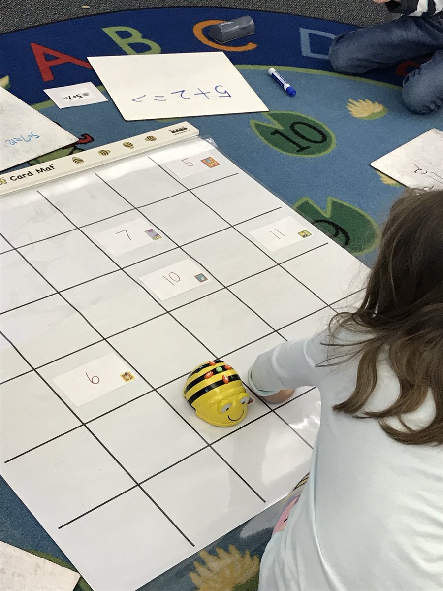 lrgraham23's tweet image. We had to help Cat in the Hat solve addition sentences.  Then we had to code @beebot to find its sum!  #mountrockengaged #DrSeuss #kinderscancode #bssdproud