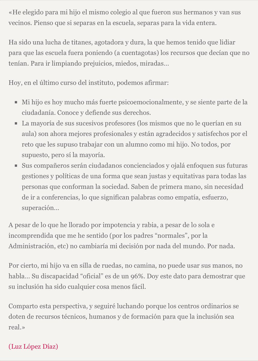 CappacesCom's tweet photo. “He elegido para mi hijo el mismo colegio al que fueron sus hermanos y van sus vecinos. Pienso que si separas en la escuela, separas para la vida entera.” (Luz López Díaz) https://t.co/C1Qs8bGpZL