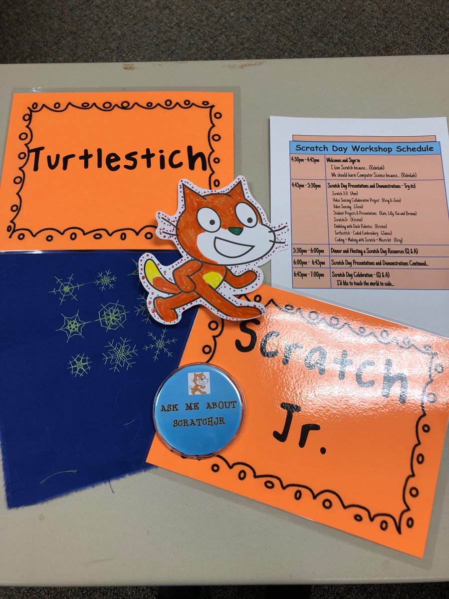 bern_durkin's tweet photo. Getting ready for our Scratch Day workshop. #flatScratchCat #CCScratchRI https://t.co/fPOVT4Id8N
