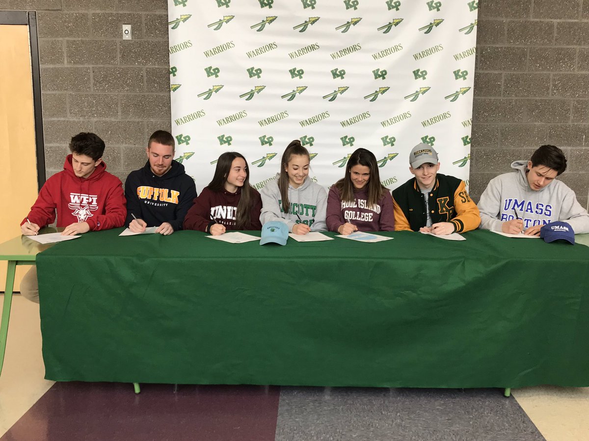 kphsathletics's tweet photo. Very proud of our D3 athletes continuing their careers in college - Tony Bozza, soccer WPI; Joshua Smith, track Suffolk; Dana Truini, lax Union; Nicole Connor hockey Endicott; Faith Turinese softball R.I. College; Phil Bemis football Mass Maritime; Wes Bishop lax UMass Boston https://t.co/wIFdTlDHKK