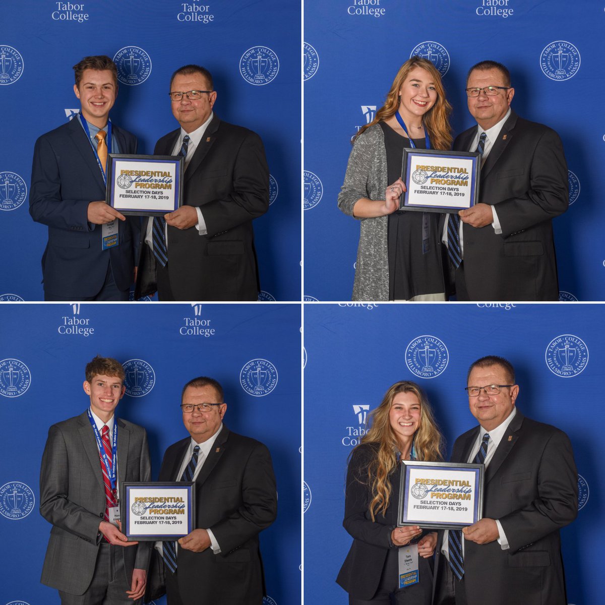 TaborCollege's tweet photo. Congratulations to Caleb, Pierce, Shea and Tara on being named as the 2019 Presidential Leadership Scholars!

#TaborProud

https://t.co/QFkcc0MHwv https://t.co/2zixINmMAW