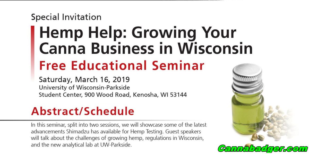 cannabadger's tweet image. Shimadzu to Present Free Educational Seminar on Hemp at UW-Parkside March 16 cannabadger.com/cbd/2019/02/27… #HempFarmingInWisconsin #CbdTesting #IndustrialHemp