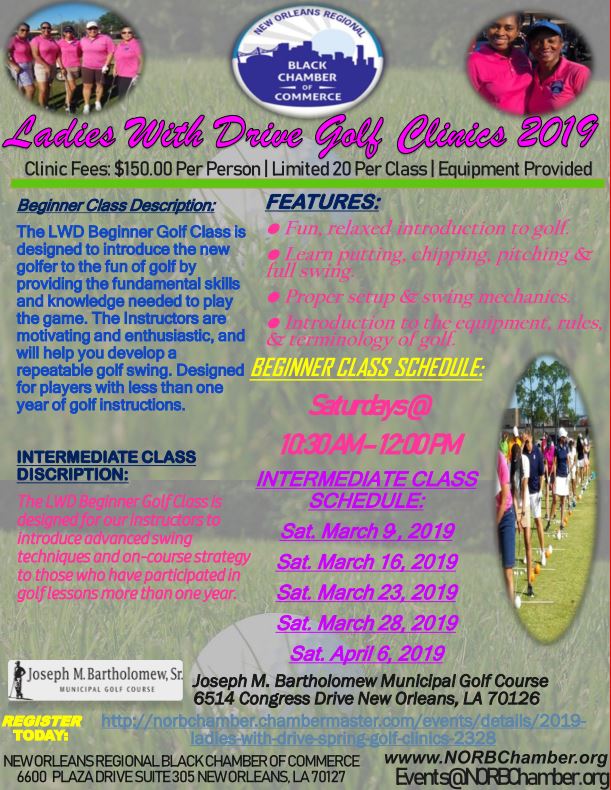 NORBCCEVENTS's tweet photo. The start of Ladies With Drive Spring Golf Clinic will begin March 9TH!
LWD TEAM!! The start of Ladies With Drive Spring Golf Clinic will begin March 9TH! On Saturday's! Click the link below to register! #LadiesWithDrive #NOLA 

Registration Link: https://t.co/CUbCun8xxX https://t.co/PfaZycV0Zv