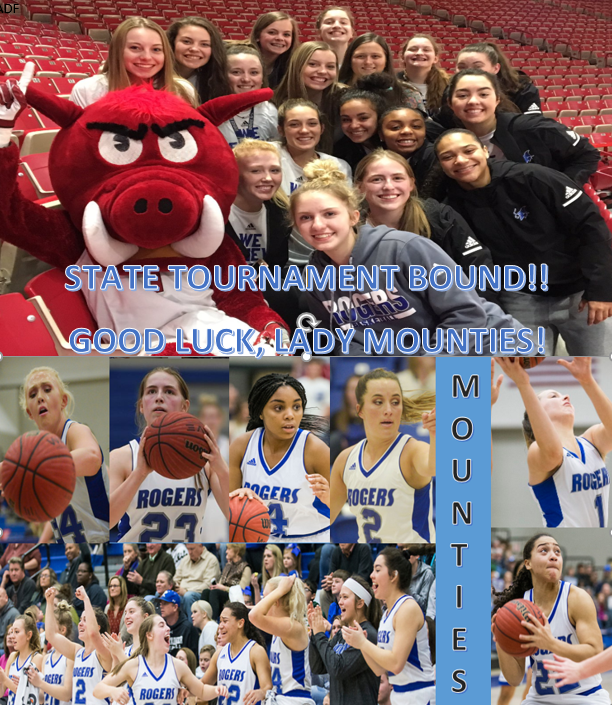 Good luck, Lady Mounties!! State Tournament bound tomorrow! Let's do this! Tip off vs. Cabot, 1:00 p.m. @ Bentonville West. Pack the stands! <a href="/mountiewbb/">Lady Mountie Basketball</a>