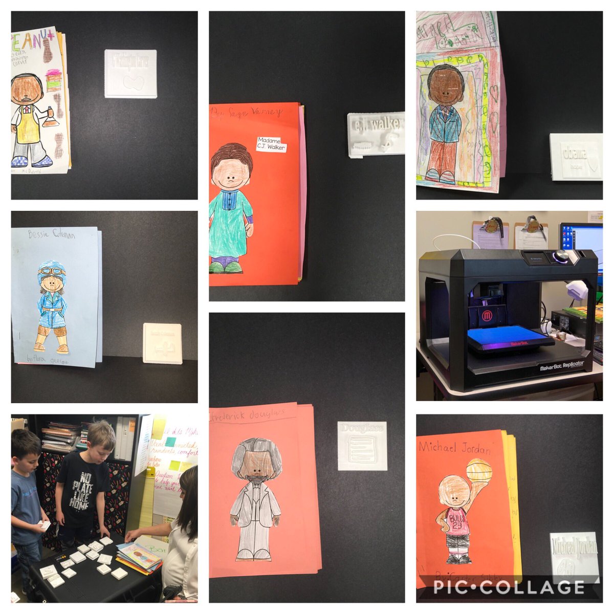 MrsJBarney's tweet photo. #stamp on BlackHistory! My DRAGONS researched/wrote informational text on Influential African Americans! Then designed/printed 3D Postal Stamps in their honor! Way to go Dragons! #DRAGONSTEAM @bethebridgeDBES THANKS @PollardJacque for coming to see! #fm21steam https://t.co/QUYqs2Opg0