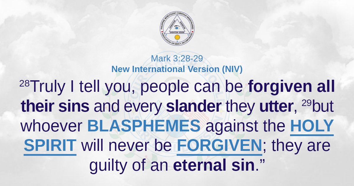 PBCMIntl's tweet photo. Mark 3:28-29 New International Version (NIV)
#Mark #PBCM #PBCMInternational #PBCMReligion #MasterTomasEugenioSr #PBCMDivineMaster #DivineMasterTomasDEugenioSr #PBCMNational #Bible #Bibleverse #biblescripture #HolySpirit https://t.co/ADyvgsY4RL