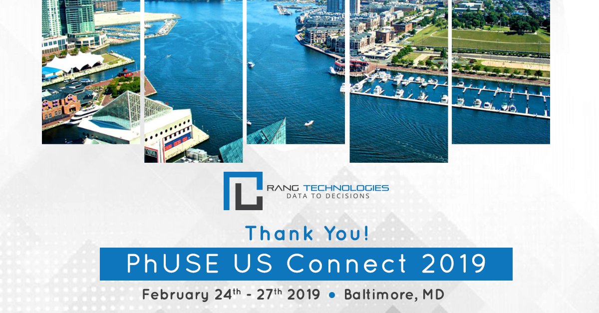 RangTweets's tweet photo. Thank you, it was a pleasure connecting with the delegates of different companies at the PhUSE US Connect 2019 in Baltimore, MD.
#PhUSE #USConnect19 #Rangtechnologies #RangConferences
https://t.co/rYlKYatLY0
https://t.co/vYlUPdY0c8 https://t.co/fujA106cTN