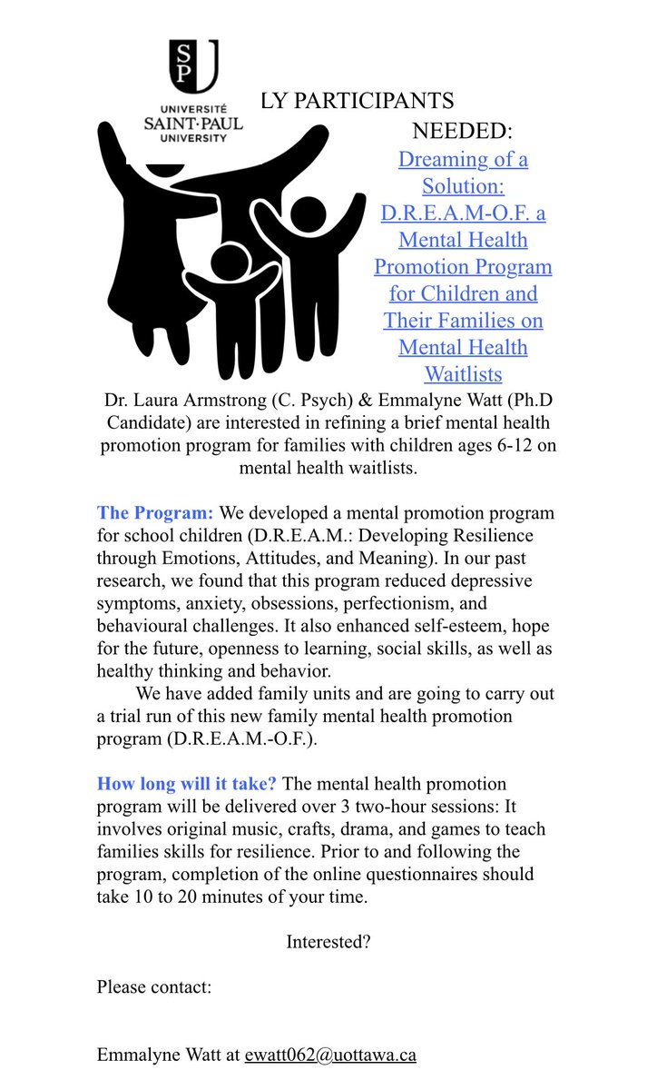 KanataLearning's tweet image. Check out the information below about how you, and your children, can take advantage of a wonderful opportunity to build resilience skills through participation in the DREAM program. It’s all FREE! 😊This event is not affiliated with the Kanata Learning Centre.