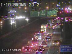 txdotelp's tweet photo. REMINDER: This @ElPasoElectric closure on both sides of I-10 at Downtown is now in place until 6am. Backup shown via our cameras in the area. Read more: https://t.co/iUSxQN14mB https://t.co/FElYShcknJ