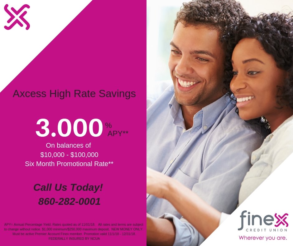Finex_CU's tweet image. Complete our quick and easy account opening form to earn 3% with Axcess Savings! #HighRateRewards #EastHartford #Vernon #Manchester #ShopRite finexcu.org/news/113-earn-…