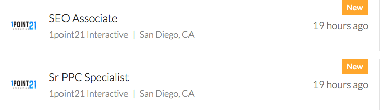 JOB ALERT! <a href="/1p21interactive/">1Point21 Interactive</a> is looking for a Sr. #PPC Specialist and an #SEO Associate in #SanDiego, #CA. See both job listings on the PPC Hero Job Board: bit.ly/2y1FV3r