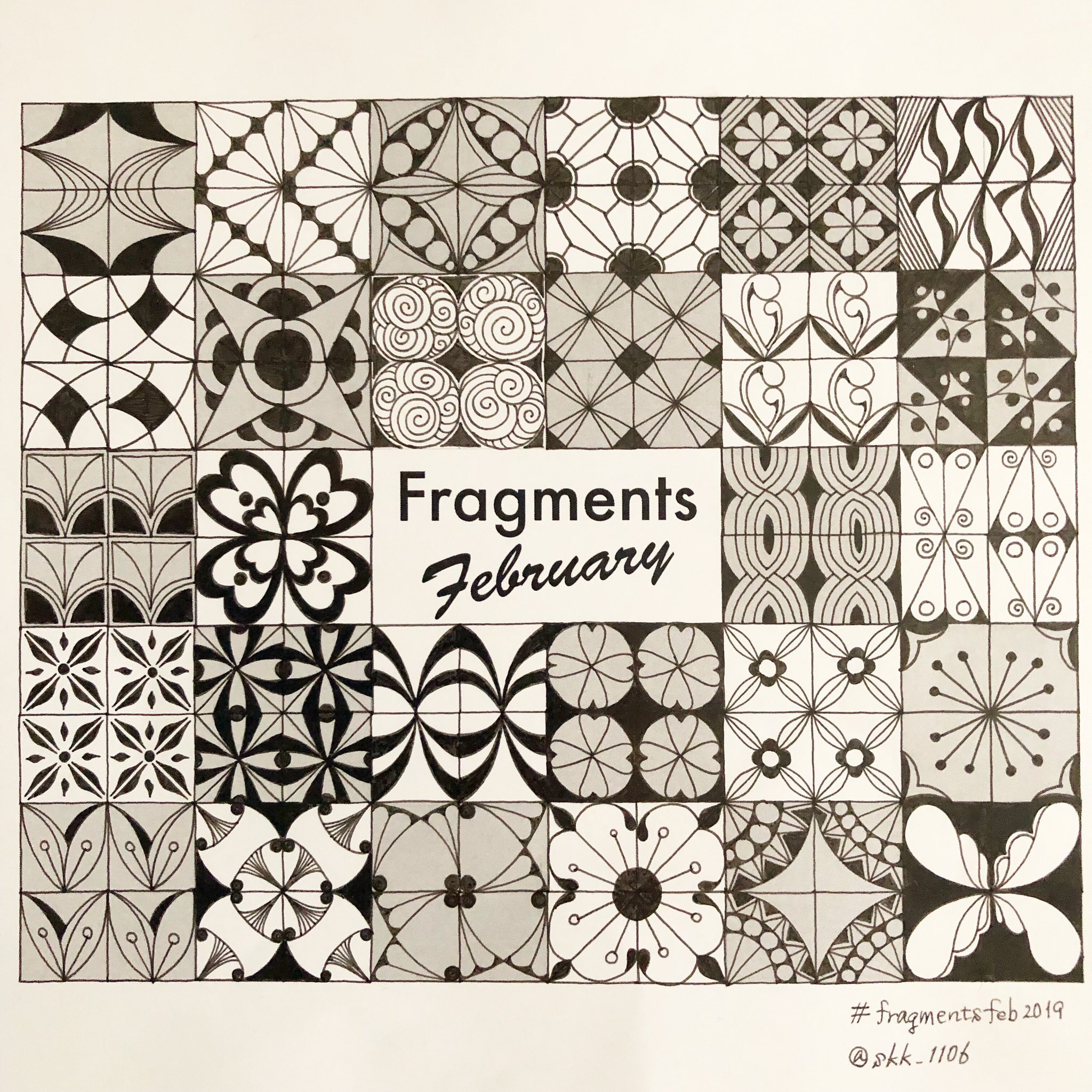 さき丸 8m育児中 完成 小さなピースで楽しむゼンタングル Fragmentsfeb Zentangle ゼンタングル