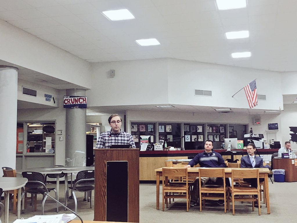 DrGeorge_MU's tweet photo. Students presenting on the successful happenings @HighSchoolNorth &amp; @MiddsouthNation thank you Adam Hill and Dan Buchsbaum for your commitment to the Board of Education  @MTPSpride #MTPSPride https://t.co/qfssQX34uN