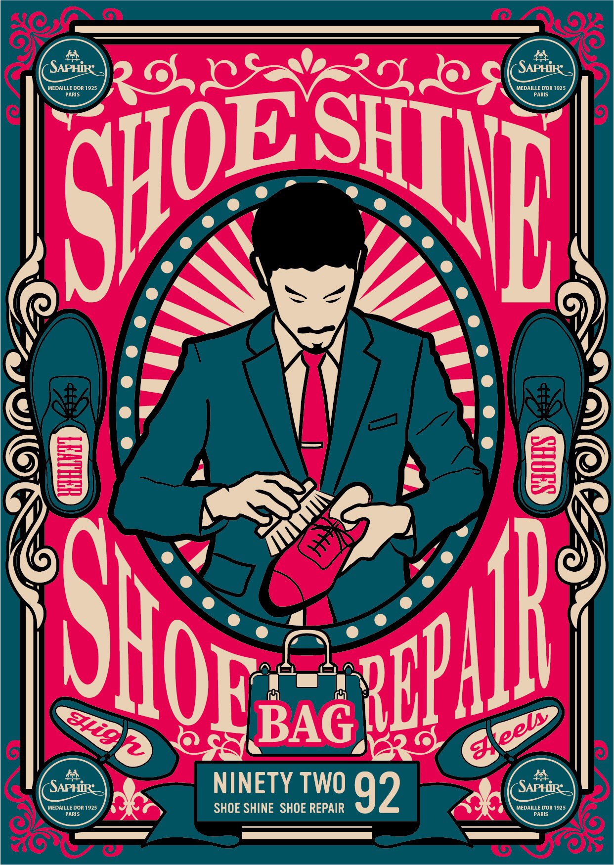 Kazushi Collage Nft デザインしました ハガキサイズ両面のフライヤー テーマはポストカードのように 持って帰りたくなるデザイン 靴磨きのおしゃれさを引き出す アンティークポップなデザインで メインのイラストも描いたよ デザイン