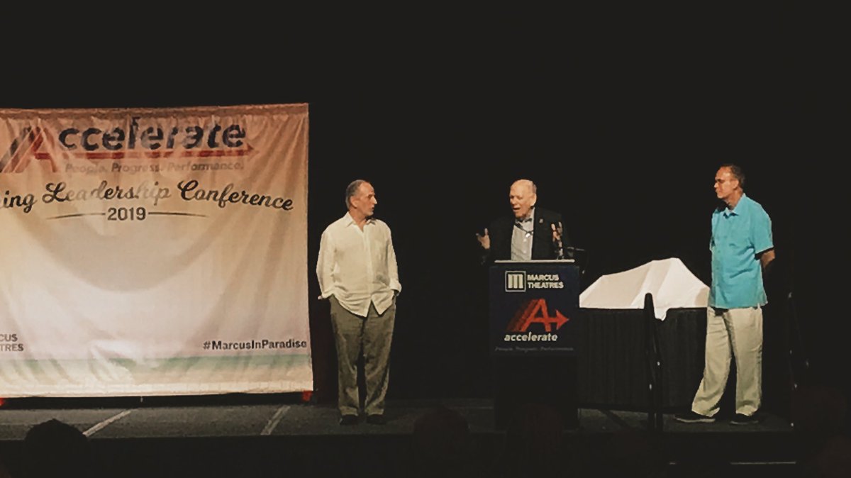 Marcus_Theatres's tweet photo. What an incredible story and legacy #SteveMarcus has given us at #MarcusTheatres and we’re proud to honor him tonight at our Manager’s Meeting with @greglovesmovies! #HeroesOfCinema https://t.co/DePDhdvkav