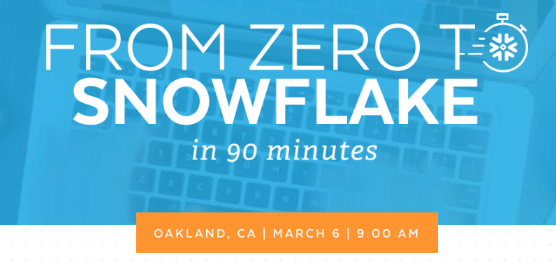 bytecodeio's tweet photo. Join @cekillian on March 6th in Oakland for another hands-on workshop: From Zero to Snowflake in 90 minutes. You will learn: the ease of Snowflake’s intuitive user interface, how to effortlessly connect to your existing BI and ETL tools and much more. https://t.co/gS9FSMDDd7 https://t.co/jrh33TJdNs