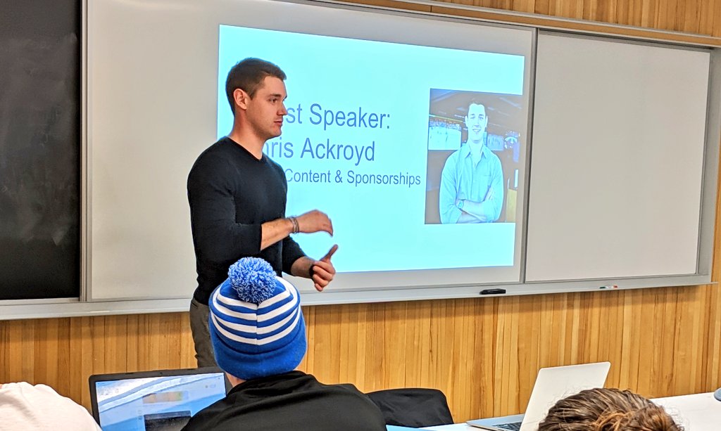 jp_rains's tweet photo. Great insights on social media being shared by @LU_SPAD alum @Acky16 of the @NHL.

"Timely content. If you're posting content on a final score, it has to be at the buzzer. Five minutes after the fact can potentially lose 20% of your impressions." #SPAD4106 https://t.co/D5kLu3WgVF