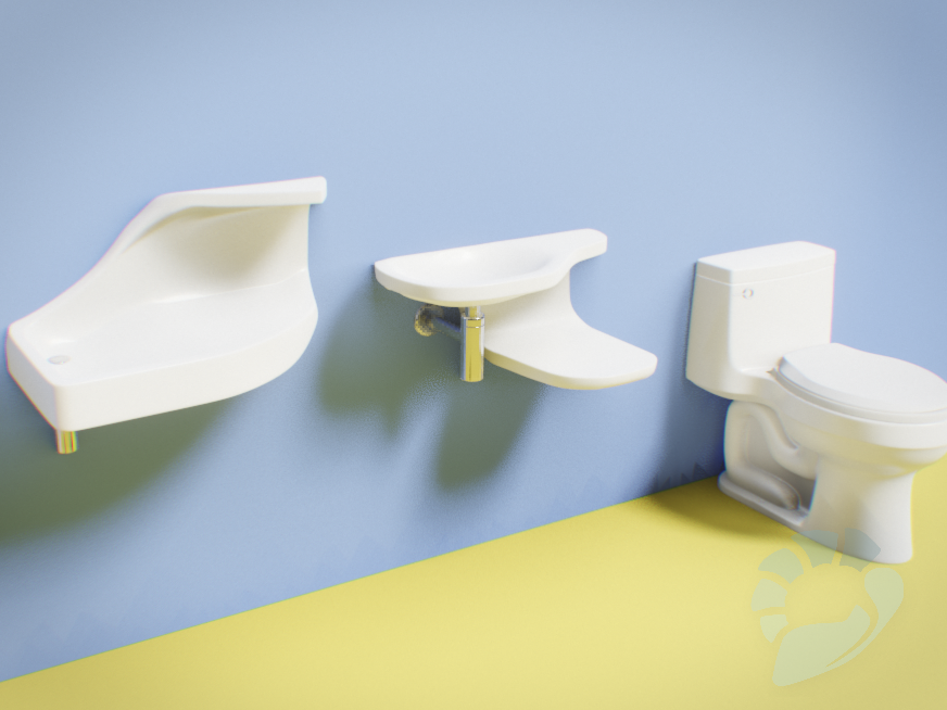 Trinumedia's tweet photo. [Blog] I got this sinking feeling, 

Hehe, lies. I mean, I made these sinks. The toilet is just for scale! I am super stoked about Bforartists and #B3D 2.8. I did these quick slam renders with Eevee in the new #BFA blender build. 

#bforartists #blenderfork #sinks #modeling https://t.co/EZvHXhBBxq