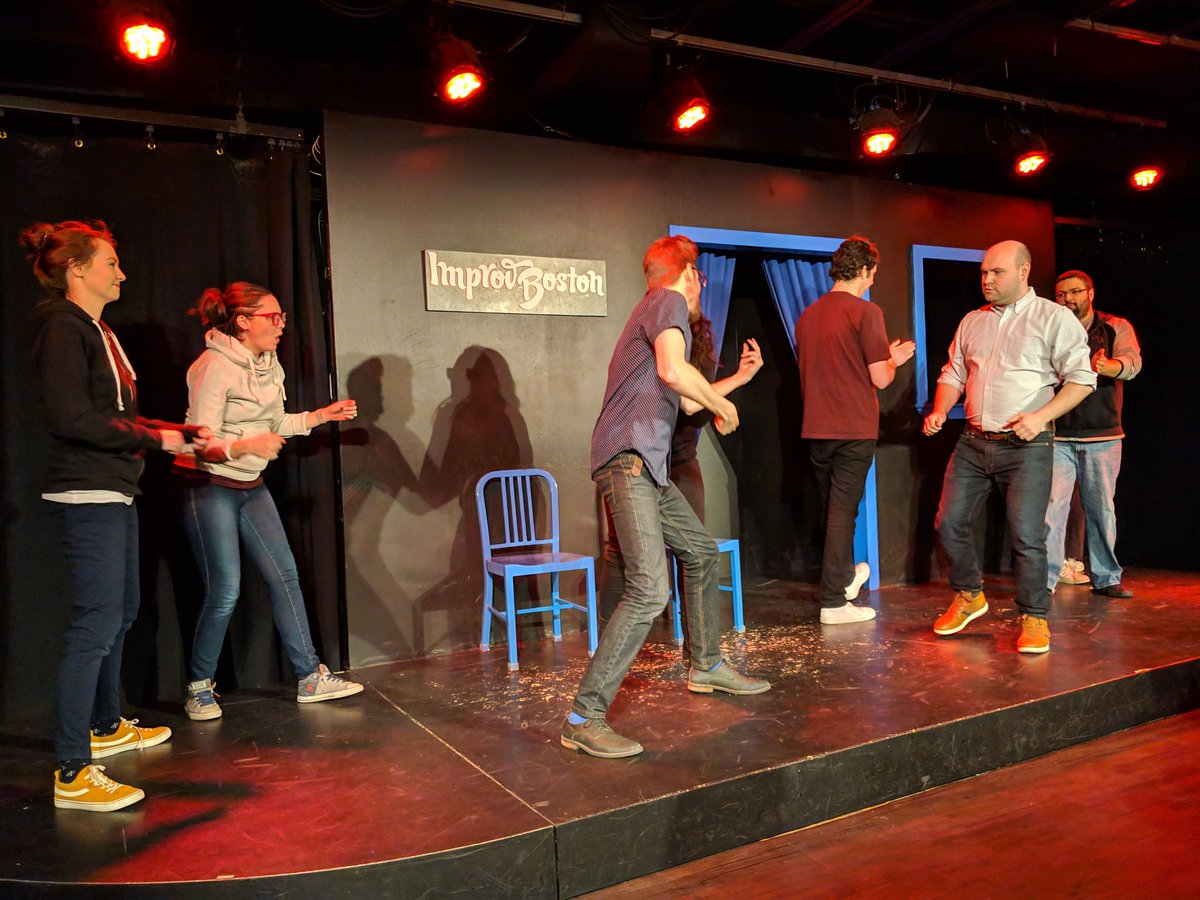 haroldnight's tweet image. Closing out @improvboston #HaroldNight with Neighbors! Their suggestion from the audience? HAT.