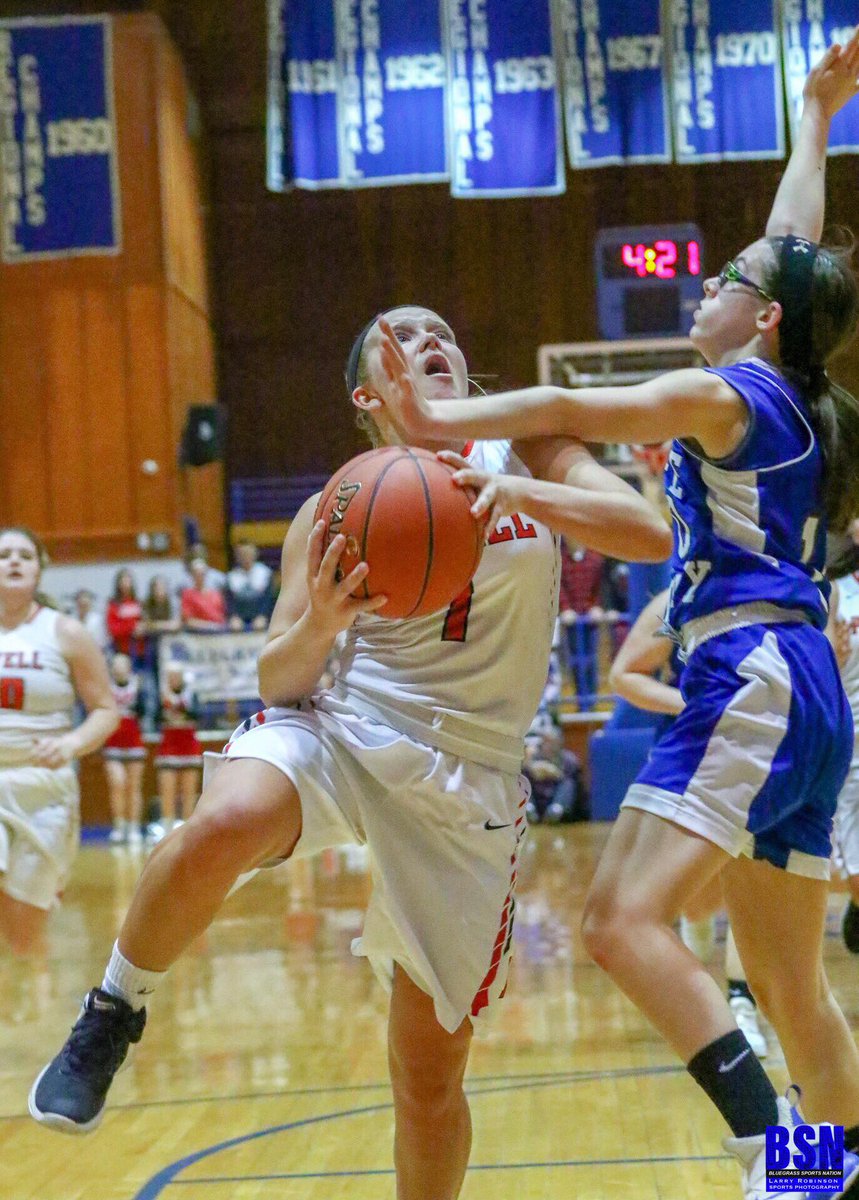 At the end of the third here in the 14th Regional Girls Tournament.  Powell County holds its lead over Wolfe.  
Powell - 51
Wolfe - 42
