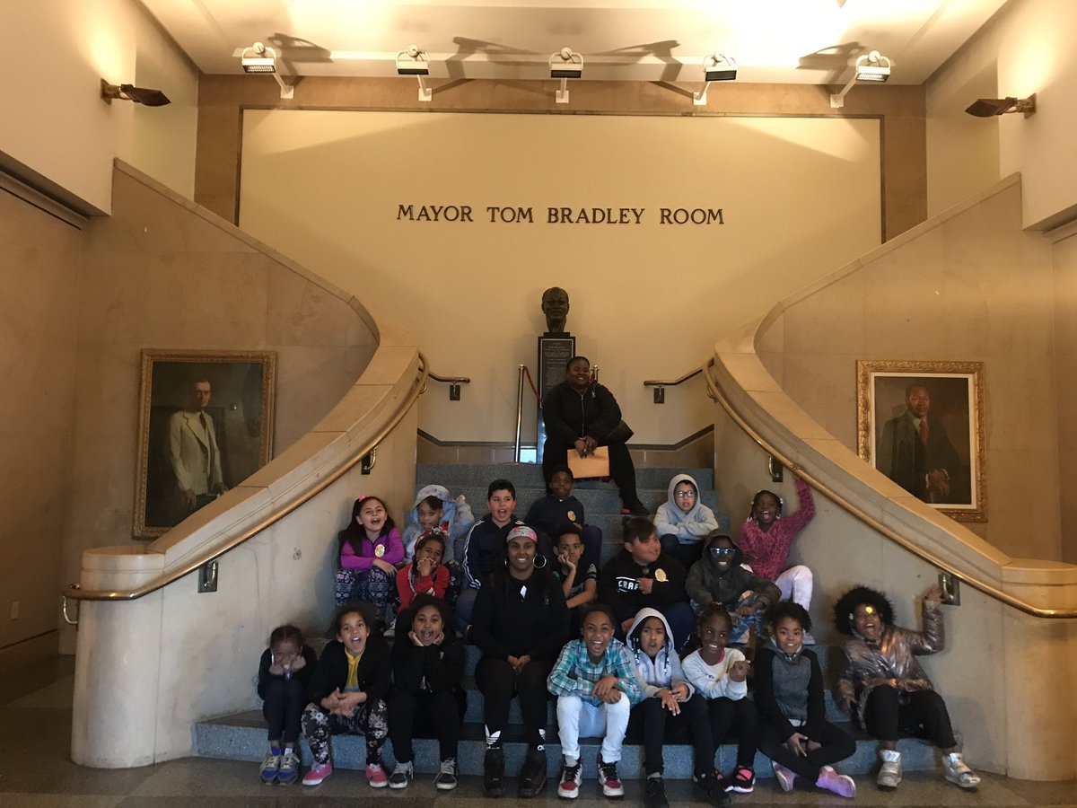 LAsBEST's tweet photo. Our #LAsBESTAfterSchool students from Coliseum Elementary had a wonderful time touring #LACityHall and the #BlackHistoryMonth Blacks in Cinema exhibit today. Thanks to Albert Lord & Council President @HerbJWesson for this opportunity! #OurCityOurKids #OurCityHall https://t.co/DwRXXBoFNI