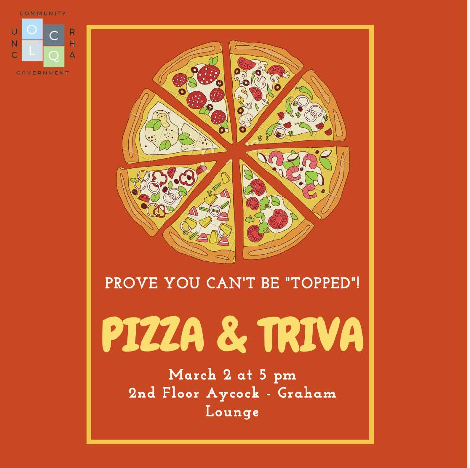 uncOCLQ's tweet photo. Come to Ay-Graham on Saturday to show off what you know about Carolina Basketball, The Office, popular music, and more!! 🍕🏆 https://t.co/NZ6FiE7vmV