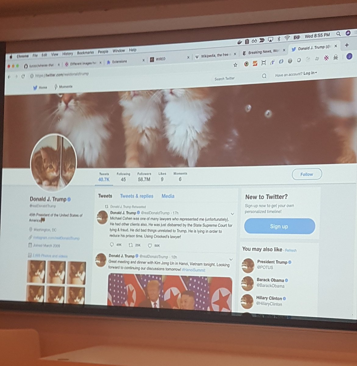 peter_jge's tweet photo. Helped with a chrome browser extension workshop today. I think everyone learned a lot - like how to turn @realDonaldTrump into a kitten lover. #canadalearningcode https://t.co/bE9OJnqxoA